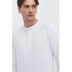Superdry longsleeve din bumbac culoarea alb, neted