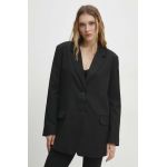 Answear Lab sacou culoarea negru, un singur rand de nasturi, neted