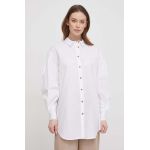 Barbour camasa din bumbac femei, culoarea alb, cu guler clasic, relaxed