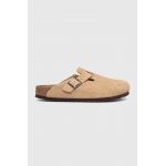 Birkenstock papuci din piele Boston femei, culoarea bej, 1027014