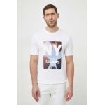 BOSS tricou din bumbac bărbați, culoarea alb, cu imprimeu 50512110