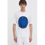 HUGO Blue tricou din bumbac bărbați, culoarea alb, cu imprimeu 50513189