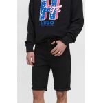 HUGO pantaloni scurți jeans bărbați, culoarea negru 50511279