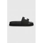 Tommy Jeans papuci TJW ELEVATED FLATFORM SLIDE femei, culoarea negru, cu platforma, EN0EN02451