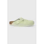 Birkenstock papuci din piele Boston femei, culoarea verde, 1026810