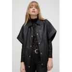 IRO camasa din piele cuoarea negru, cu guler clasic, relaxed