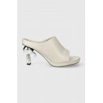Karl Lagerfeld slapi de piele IKON HEEL femei, culoarea alb, cu toc drept, KL39004