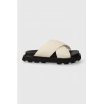 UGG slapi de piele Capitelle Crossband femei, culoarea bej, 1152672