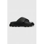 UGG slapi de piele Capitelle Crossband femei, culoarea negru, 1152672