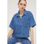 Abercrombie & Fitch camasa jeans femei, cu guler clasic, relaxed
