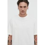 Abercrombie & Fitch tricou din bumbac barbati, culoarea bej, neted