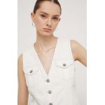 Abercrombie & Fitch vesta jeans culoarea bej, un singur rand de nasturi