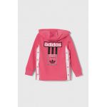 adidas Originals bluza copii culoarea roz, cu glugă, modelator