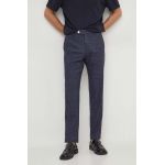 BOSS pantaloni de lână culoarea bleumarin, drept 50515088
