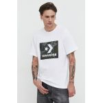 Converse tricou din bumbac barbati, culoarea alb, cu imprimeu