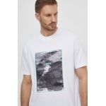 BOSS Orange tricou din bumbac bărbați, culoarea alb, cu imprimeu 50518900