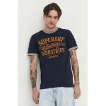 Superdry tricou din bumbac barbati, culoarea albastru marin, cu imprimeu
