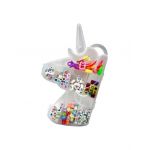 Set creativ cu elastice in forma de unicorn, charm alfabet, multicolor, +3ani,engros