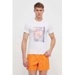 Emporio Armani Underwear tricou lounge din bumbac culoarea alb, cu imprimeu