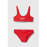 Pepe Jeans costum de baie pentru copii din două piese PEPE SC BIKINI SET culoarea rosu