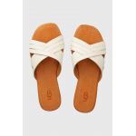 UGG slapi de piele Kenleigh Slide femei, culoarea bej, 1142711