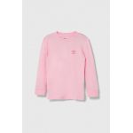 adidas Originals longsleeve din bumbac pentru copii culoarea roz