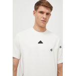 adidas tricou din bumbac bărbați, culoarea bej, cu imprimeu  IS1992