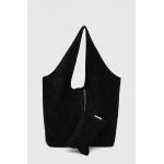 Answear Lab geanta de mana din piele intoarsa culoarea negru