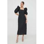 Custommade rochie culoarea negru, midi, evazati