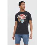 Superdry tricou din bumbac barbati, culoarea gri, cu imprimeu