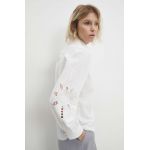 Answear Lab camasa din amestec de in culoarea alb, cu guler clasic, regular