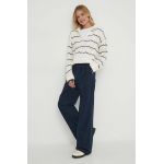 Barbour pantaloni din in culoarea albastru marin, drept, high waist