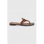 Karl Lagerfeld slapi de piele SKOOT II femei, culoarea maro, cu toc plat, KL80408