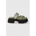 UGG papuci din nubuc Ashton Slide culoarea verde, cu platforma, 1136765