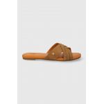 UGG papuci din piele Kenleigh Slide femei, culoarea maro, 1142710