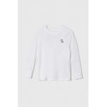 Abercrombie & Fitch longsleeve copii culoarea alb, cu imprimeu