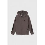 adidas bluza copii culoarea gri, cu glugă, cu imprimeu