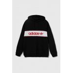 adidas Originals bluză bărbați, culoarea negru, cu glugă, cu imprimeu IS5733