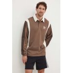 adidas Originals longsleeve din bumbac culoarea maro, cu imprimeu IS1405