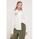 Desigual camasa din amestec de in culoarea bej, cu guler clasic, regular
