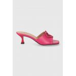 Love Moschino șlapi de piele femei, culoarea roz, cu toc cui JA28375G0IIAX604