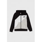 Puma bluza copii PUMA POWER Colorblock Full-Zip TR culoarea negru, cu glugă, modelator
