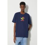 adidas Originals tricou din bumbac bărbați, culoarea bleumarin, cu imprimeu IS0233