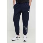 adidas pantaloni de trening culoarea bleumarin, cu imprimeu IS2012