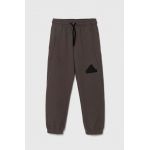 adidas pantaloni de trening culoarea maro, cu imprimeu