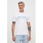 BOSS Orange tricou din bumbac bărbați, culoarea alb, cu imprimeu 50515997