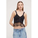 Desigual top de plajă din bumbac culoarea negru