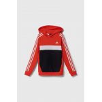 adidas bluza copii culoarea rosu, cu glugă, cu imprimeu