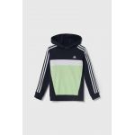adidas bluza copii culoarea verde, cu glugă, cu imprimeu