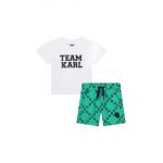Karl Lagerfeld set de baie pentru copii - pantaloni scurți și un tricou culoarea alb